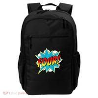 Four! 4th Birthday Superhero 4 Years Old Comic Book Backpack thumb 0