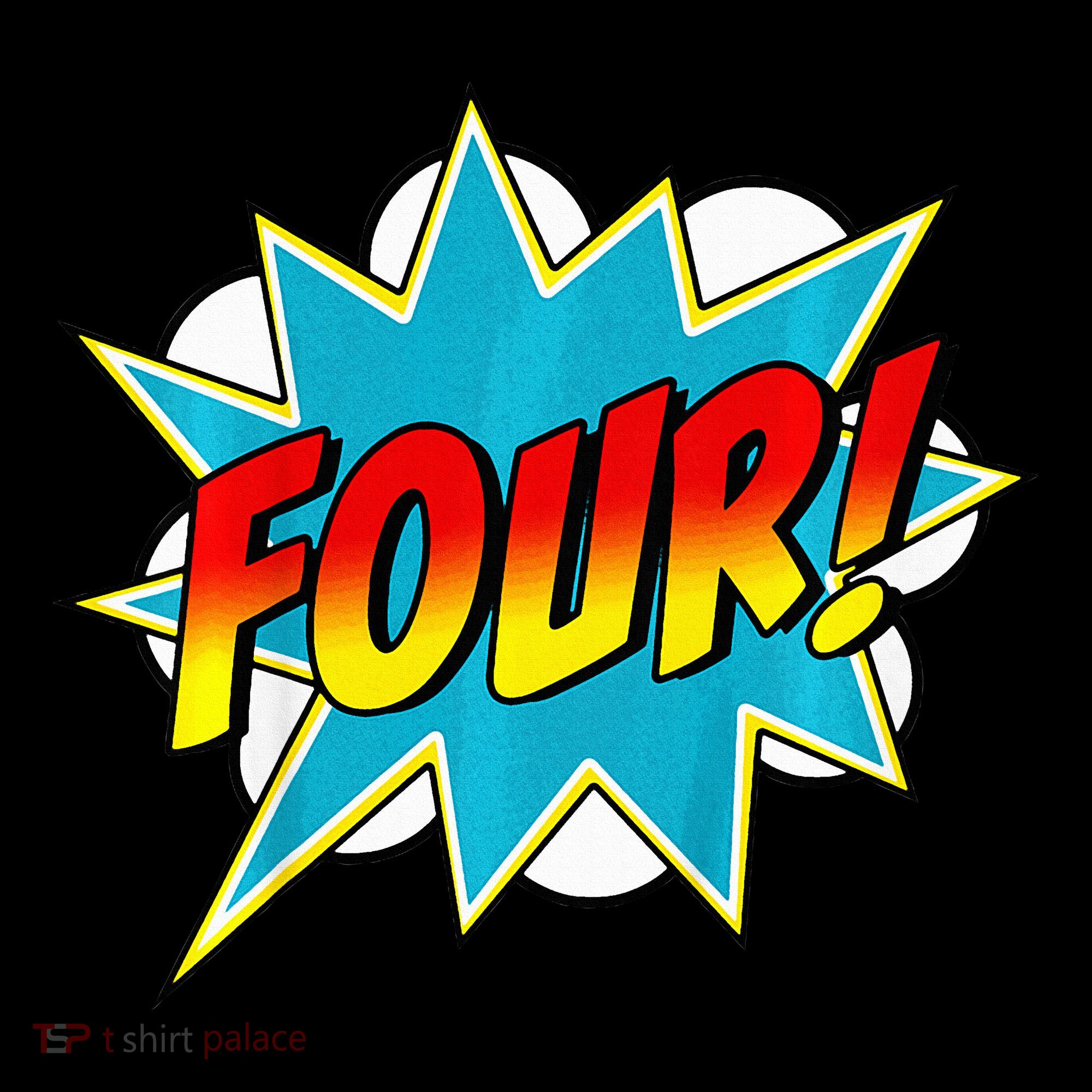 Four! 4th Birthday Superhero 4 Years Old Comic Book Women's Hoodie