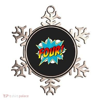 Four! 4th Birthday Superhero 4 Years Old Comic Book Ornament