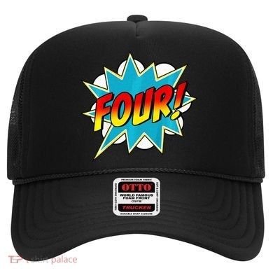 Four! 4th Birthday Superhero 4 Years Old Comic Book Hat