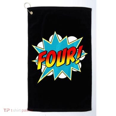 Four! 4th Birthday Superhero 4 Years Old Comic Book Golf Towel