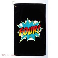 Four! 4th Birthday Superhero 4 Years Old Comic Book Golf Towel thumb 0