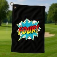 Four! 4th Birthday Superhero 4 Years Old Comic Book Golf Towel thumb 1