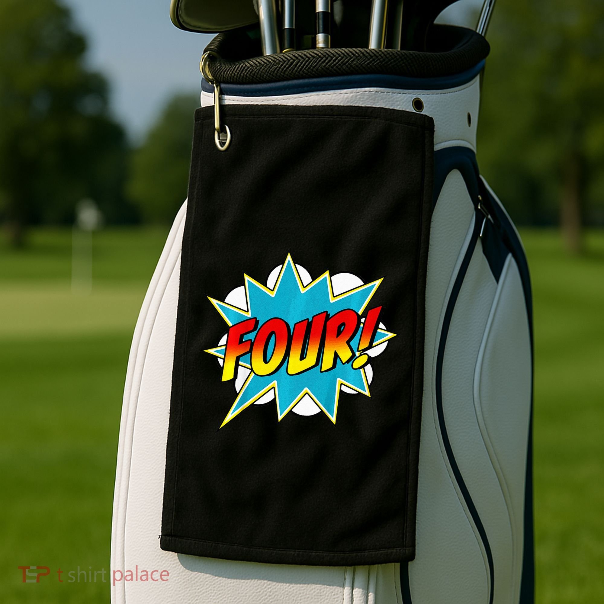 Four! 4th Birthday Superhero 4 Years Old Comic Book Golf Towel