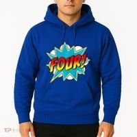 Four! 4th Birthday Superhero 4 Years Old Comic Book Hoodie thumb 2