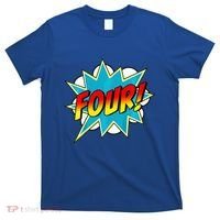 Four! 4th Birthday Superhero 4 Years Old Comic Book T-Shirt thumb 0