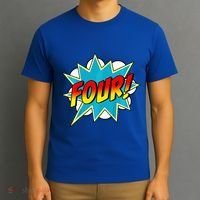 Four! 4th Birthday Superhero 4 Years Old Comic Book T-Shirt thumb 3