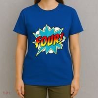 Four! 4th Birthday Superhero 4 Years Old Comic Book T-Shirt thumb 4