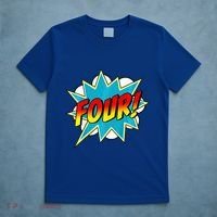 Four! 4th Birthday Superhero 4 Years Old Comic Book T-Shirt thumb 5