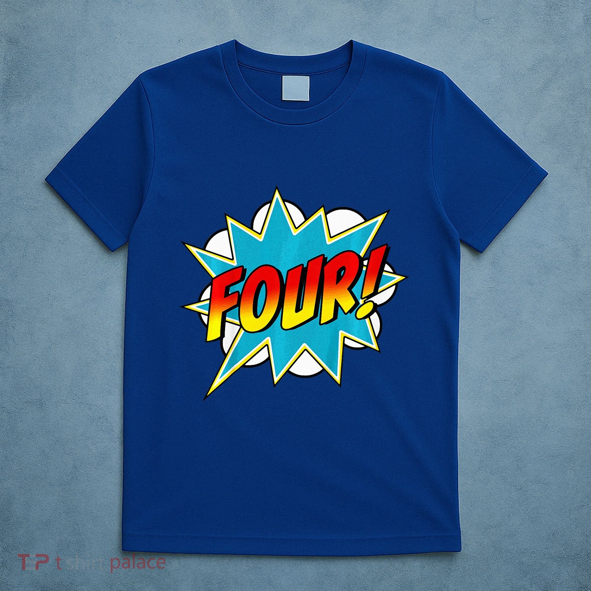 Four! 4th Birthday Superhero 4 Years Old Comic Book T-Shirt