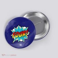 Four! 4th Birthday Superhero 4 Years Old Comic Book Button thumb 0