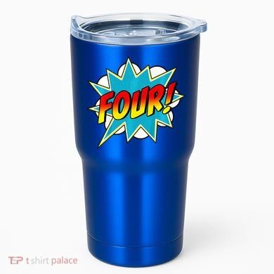Four! 4th Birthday Superhero 4 Years Old Comic Book Tumbler