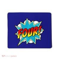 Four! 4th Birthday Superhero 4 Years Old Comic Book Mousepad thumb 0