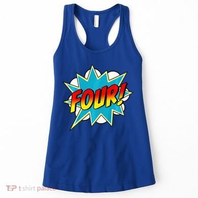 Four! 4th Birthday Superhero 4 Years Old Comic Book Women's Tank Top