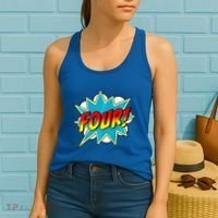 Four! 4th Birthday Superhero 4 Years Old Comic Book Women's Tank Top thumb 2