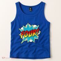 Four! 4th Birthday Superhero 4 Years Old Comic Book Tank Top thumb 2