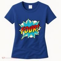 Four! 4th Birthday Superhero 4 Years Old Comic Book Women's T-Shirt thumb 0