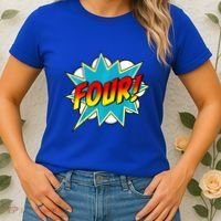 Four! 4th Birthday Superhero 4 Years Old Comic Book Women's T-Shirt thumb 2