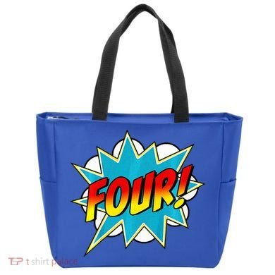Four! 4th Birthday Superhero 4 Years Old Comic Book Bag