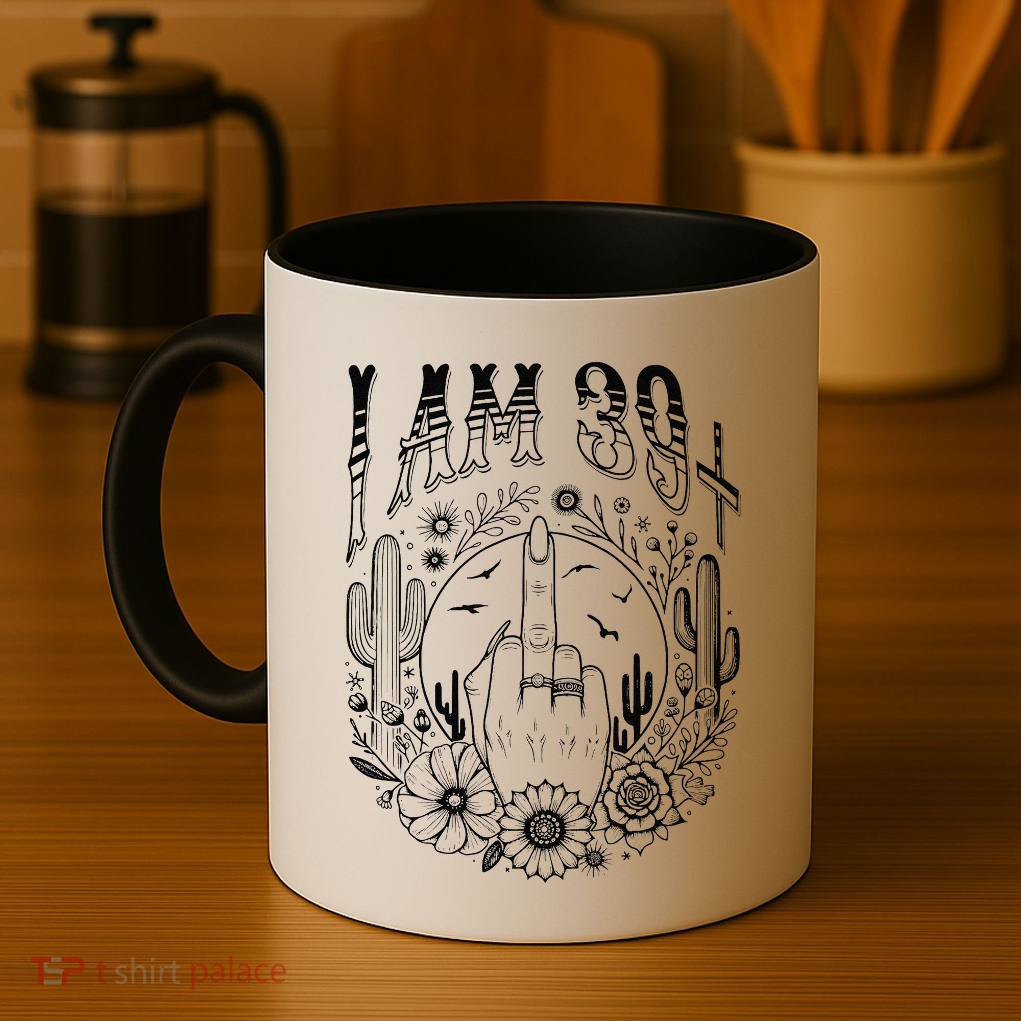 Funny 40th Birthday I Am 39 Plus 1 Middle Finger 39+1 Im 40 Coffee Mug