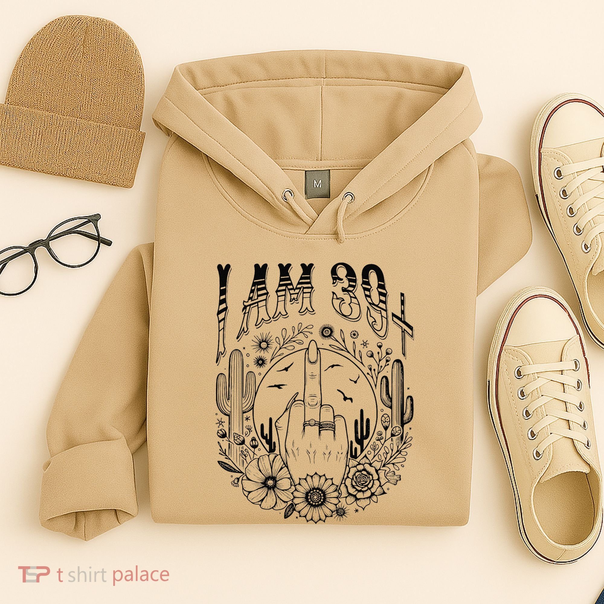 Funny 40th Birthday I Am 39 Plus 1 Middle Finger 39+1 Im 40 Hoodie
