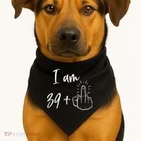 Funny 40th Birthday 39 Plus One Finger USA-Made Doggie Bandana thumb 1