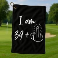 Funny 40th Birthday 39 Plus One Finger Golf Towel thumb 1