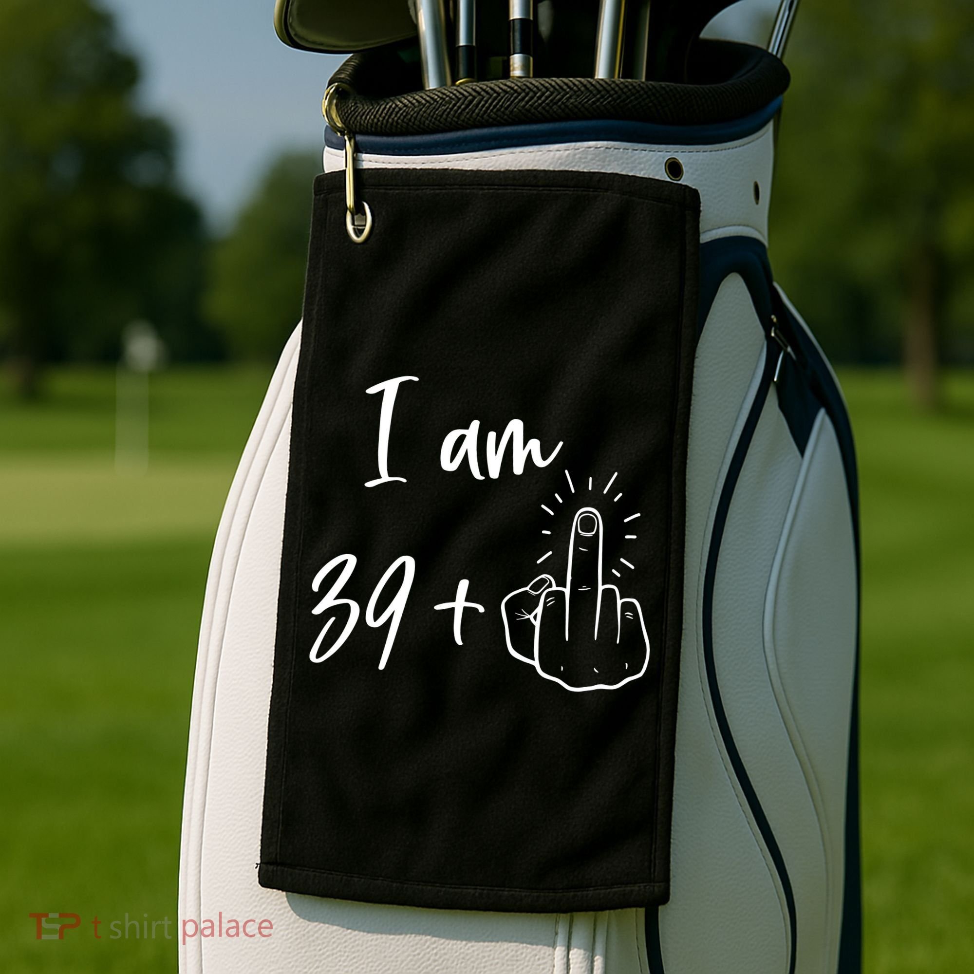 Funny 40th Birthday 39 Plus One Finger Golf Towel