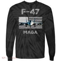 F 47 Fighter Aircraft Jet USA F-47 Fighter Jet Merch Tie-Dye Long Sleeve Shirt thumb 0
