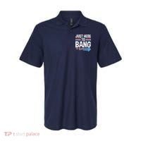 Funny 4th Of July Just Here to Bang Fireworks Polo thumb 0