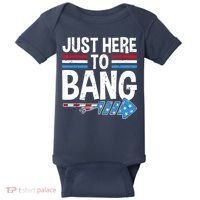 Funny 4th Of July Just Here to Bang Fireworks Baby Bodysuit thumb 0