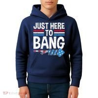 Funny 4th Of July Just Here to Bang Fireworks Kids Hoodie thumb 4