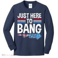Funny 4th Of July Just Here to Bang Fireworks Kids Long Sleeve Shirt thumb 0