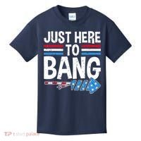 Funny 4th Of July Just Here to Bang Fireworks Kids T-Shirt thumb 0