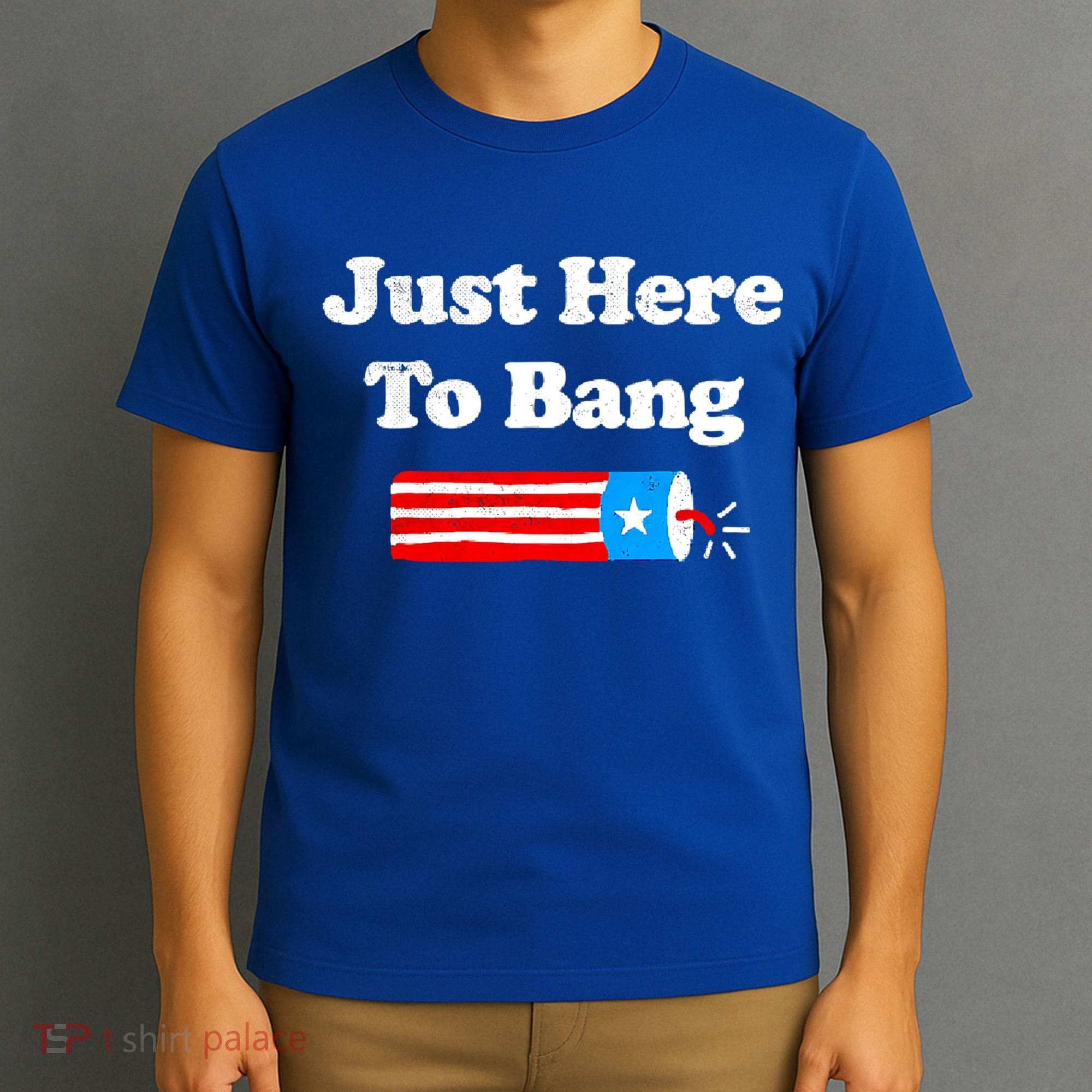 Funny 4th Of July Just Here To Bang Fireworks Fourth Of July. T-Shirt