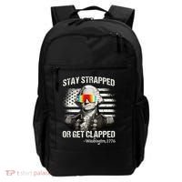 Funny 4th of July Stay Strapped Get Clapped Washington Backpack thumb 0