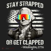 Funny 4th of July Stay Strapped Get Clapped Washington Beanie thumb 2