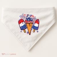 Funny 4th Of July Patriotic Popsicle USA-Made Doggie Bandana thumb 0