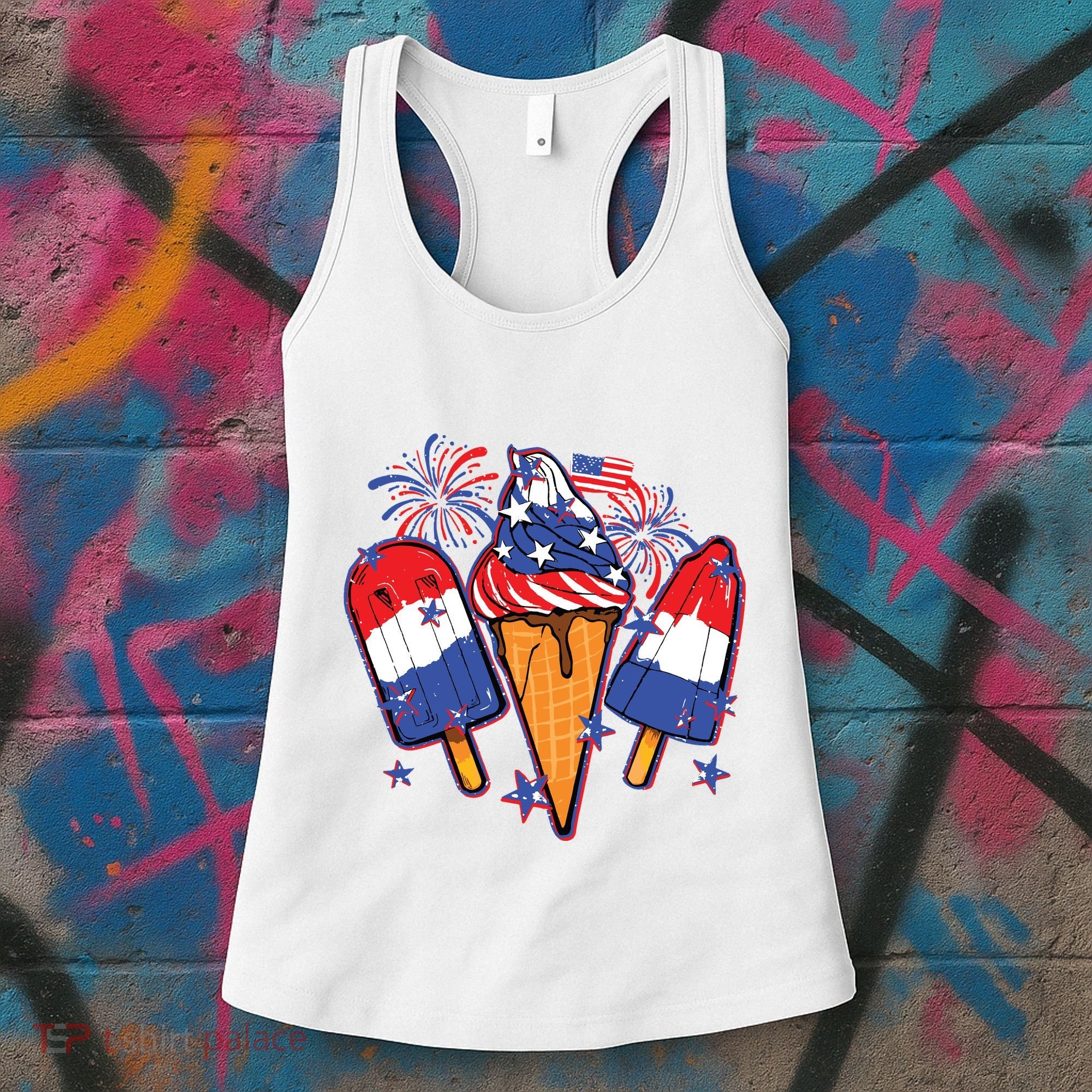 Funny 4th Of July Patriotic Popsicle Women's Tank Top