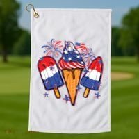 Funny 4th Of July Patriotic Popsicle Golf Towel thumb 1