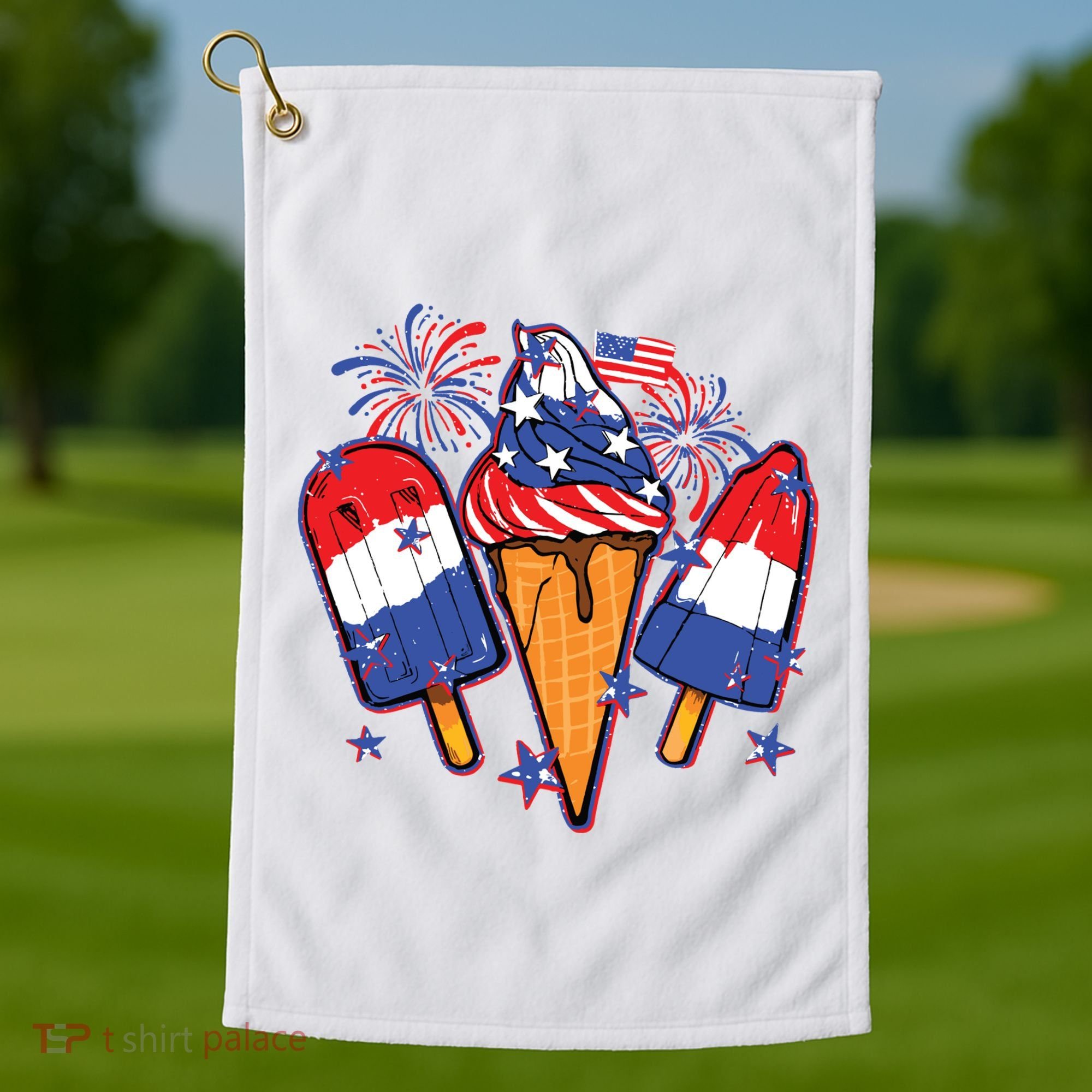 Funny 4th Of July Patriotic Popsicle Golf Towel