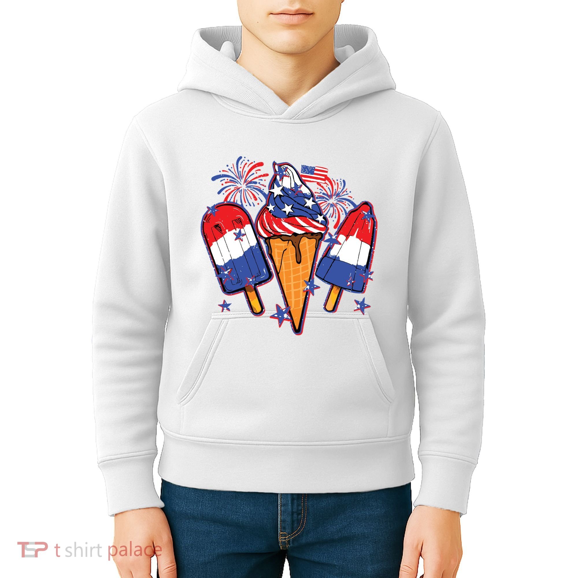 Funny 4th Of July Patriotic Popsicle Kids Hoodie