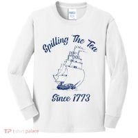 Fun 4th Of July Spilling The Tea Since 1773 History Teacher Kids Long Sleeve Shirt thumb 0