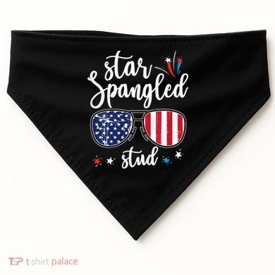 funny 4th of july star spangled student USA-Made Doggie Bandana
