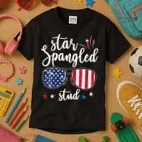 funny 4th of july star spangled student Kids T-Shirt thumb 3
