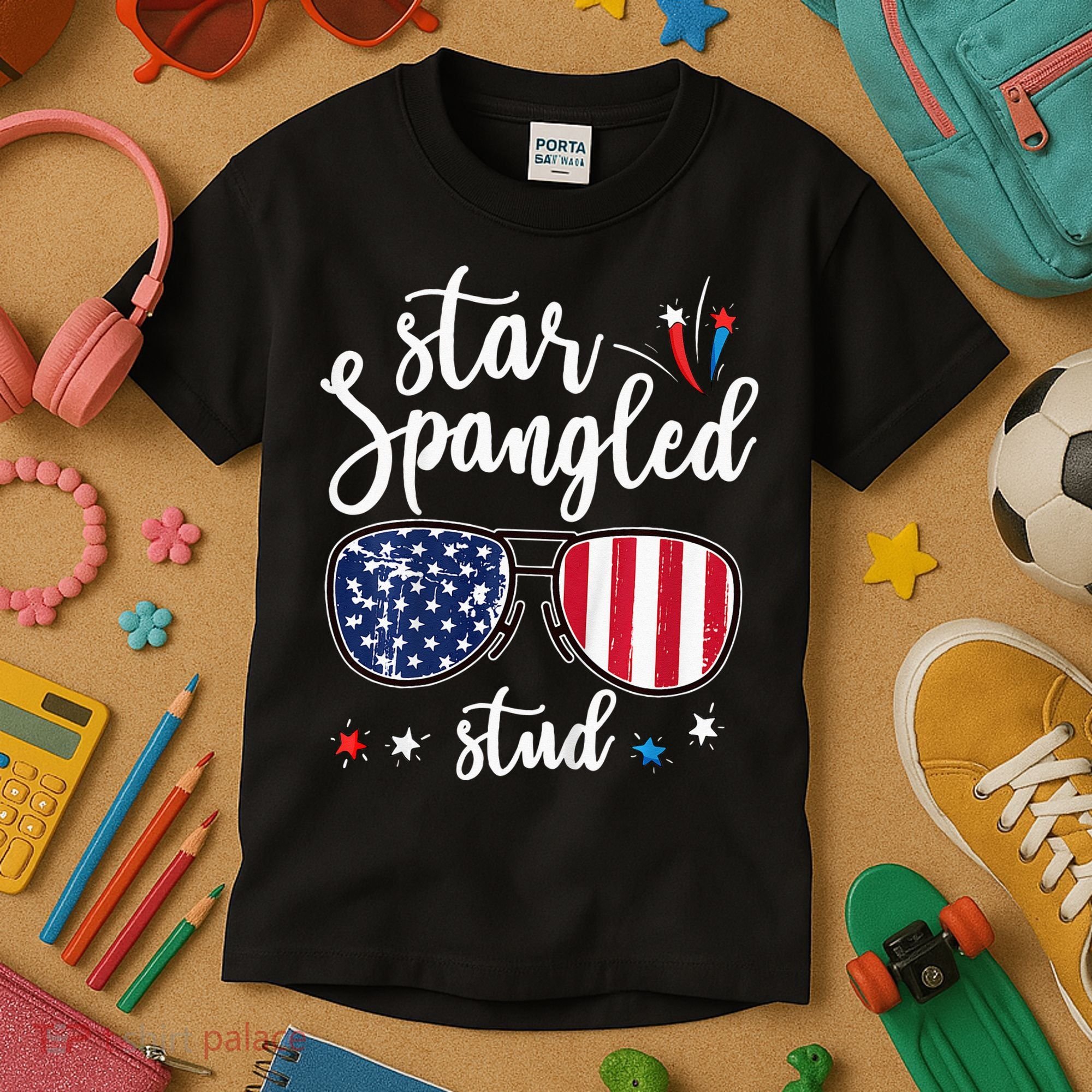 funny 4th of july star spangled student Kids T-Shirt