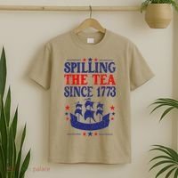 Fun 4th Of July Spilling The Tea Since 1773 Teacher T-Shirt thumb 2