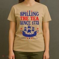 Fun 4th Of July Spilling The Tea Since 1773 Teacher T-Shirt thumb 4