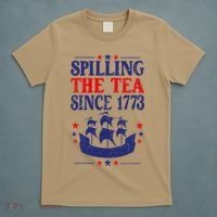 Fun 4th Of July Spilling The Tea Since 1773 Teacher T-Shirt thumb 5