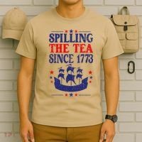 Fun 4th Of July Spilling The Tea Since 1773 Teacher T-Shirt thumb 6